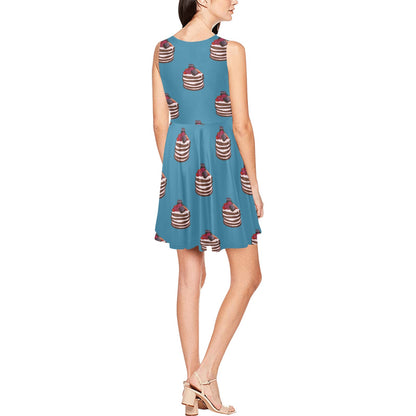 Pancake Pattern Print Design A03 Sleeveless Dress