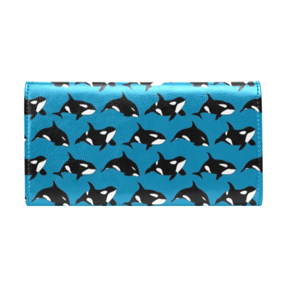 Whale Print Design LKS304 Women's Trifold Wallet