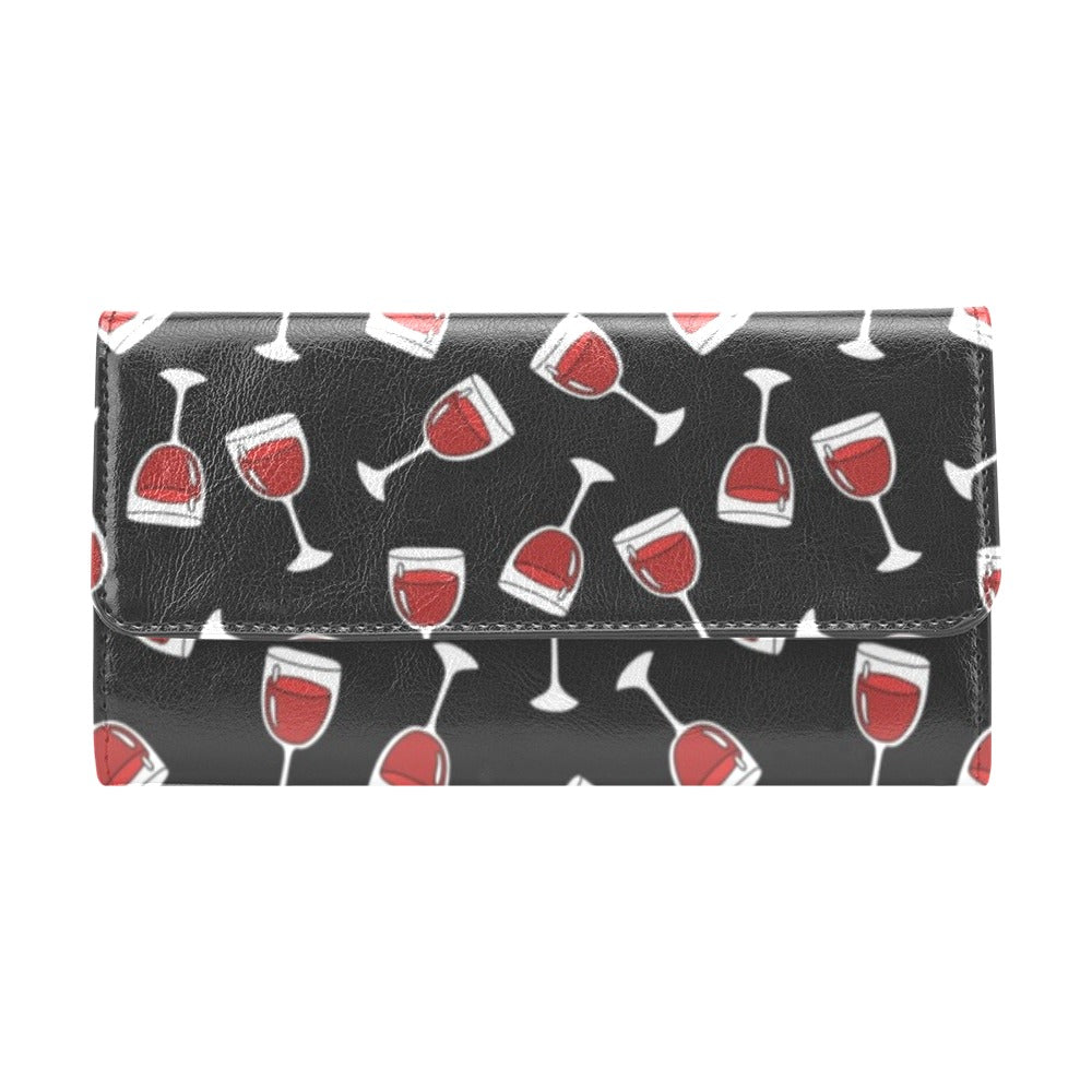 Wine Glass Print Design LKS303 Women's Trifold Wallet