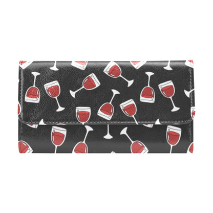 Wine Glass Print Design LKS303 Women's Trifold Wallet