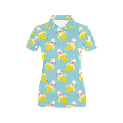 Banana Pattern Print Design BA07 Women's Polo Shirt