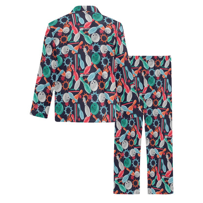 Bowling Pattern Print Design 08 Men's Long Pajama Set
