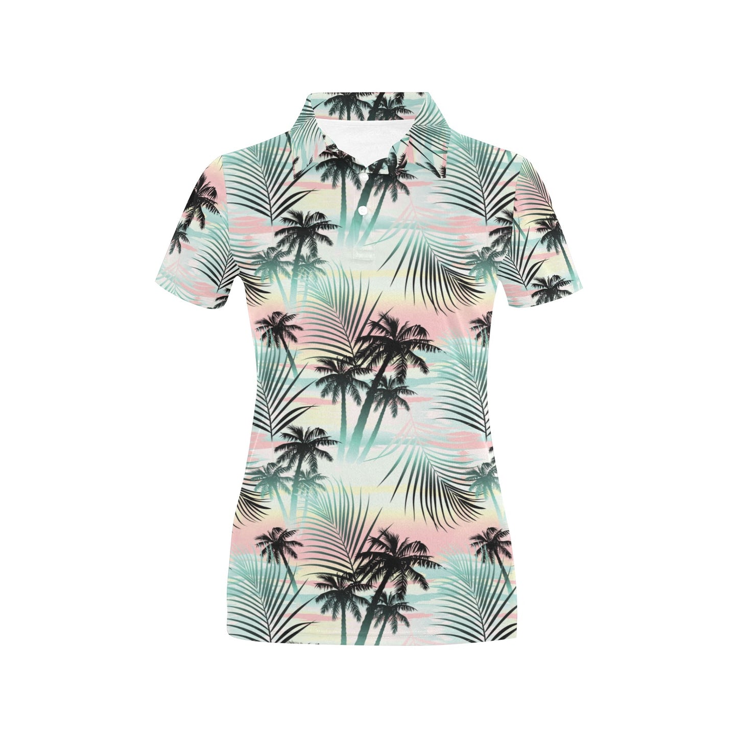 Palm Tree Pattern Print Design A03 Women's Polo Shirt