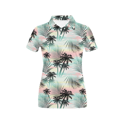 Palm Tree Pattern Print Design A03 Women's Polo Shirt