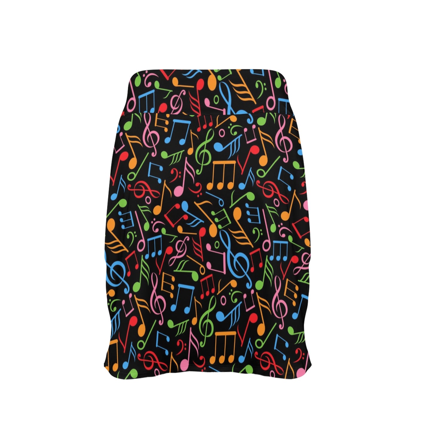 Music Note Colorful Themed Print Women's Golf Skirt with Pocket