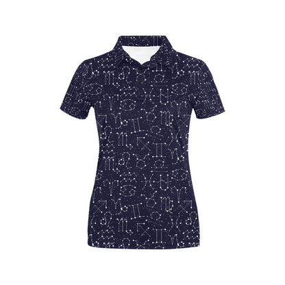Zodiac Pattern Design Print Women's Polo Shirt