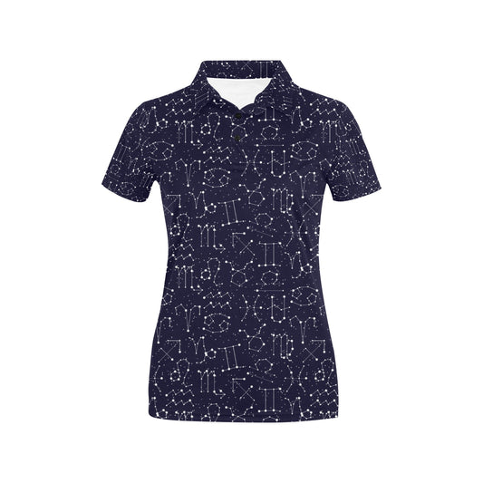 Zodiac Pattern Design Print Women's Polo Shirt