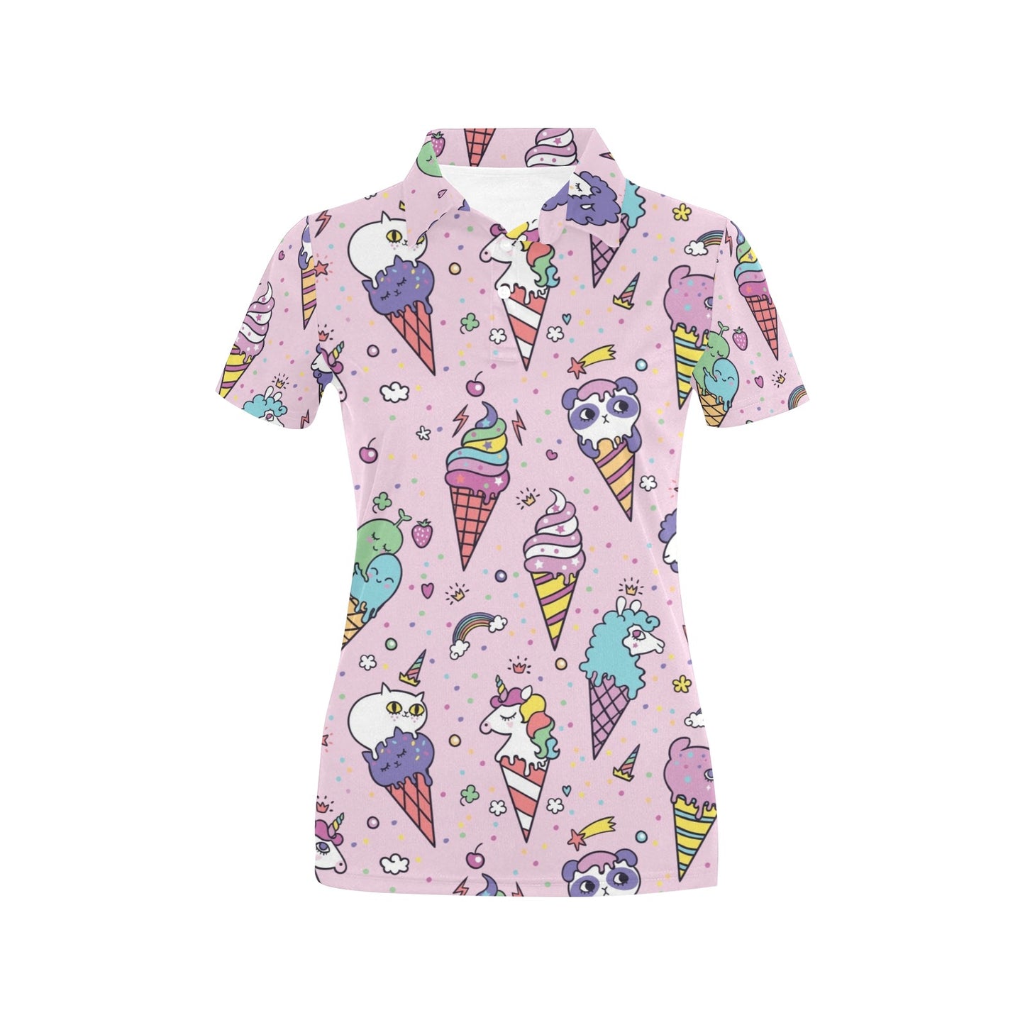 Ice Cream Pattern Print Design IC05 Women's Polo Shirt