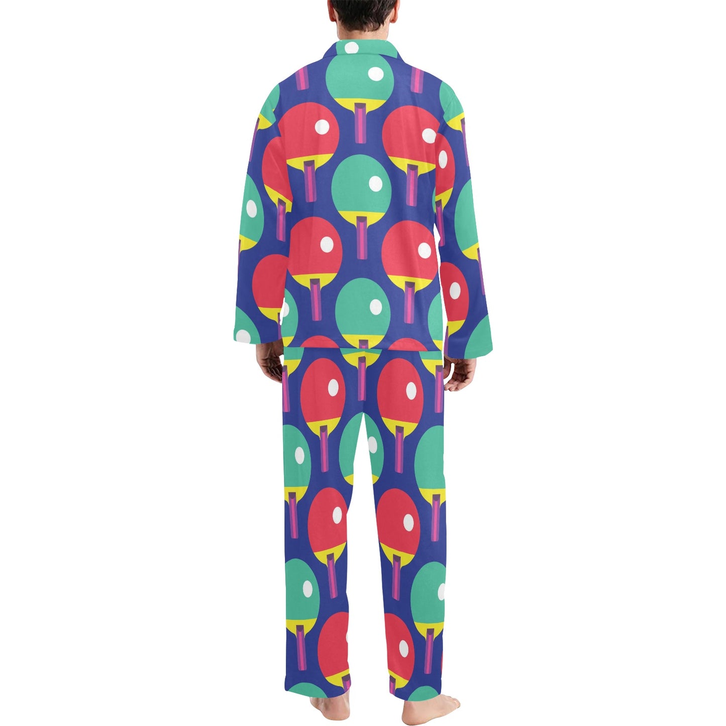 Ping Pong Pattern Print Design A03 Men's Long Pajama Set