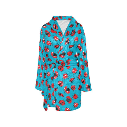Ladybug Action Print Pattern Women's Fleece Robe