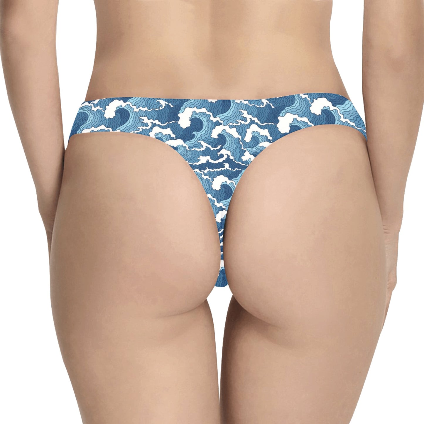 Wave Themed Pattern Print Women's Thongs