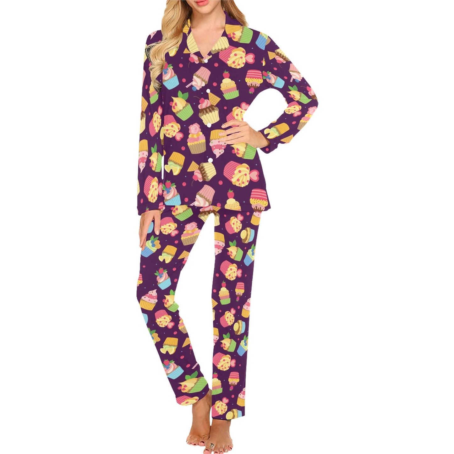 Cupcake Pattern Print Design 05 Women's Long Pajama Set