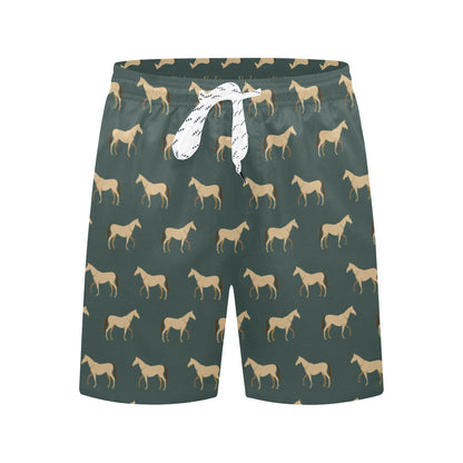Horse Classic Themed Pattern Print Men's Swim Trunks Beach Shorts