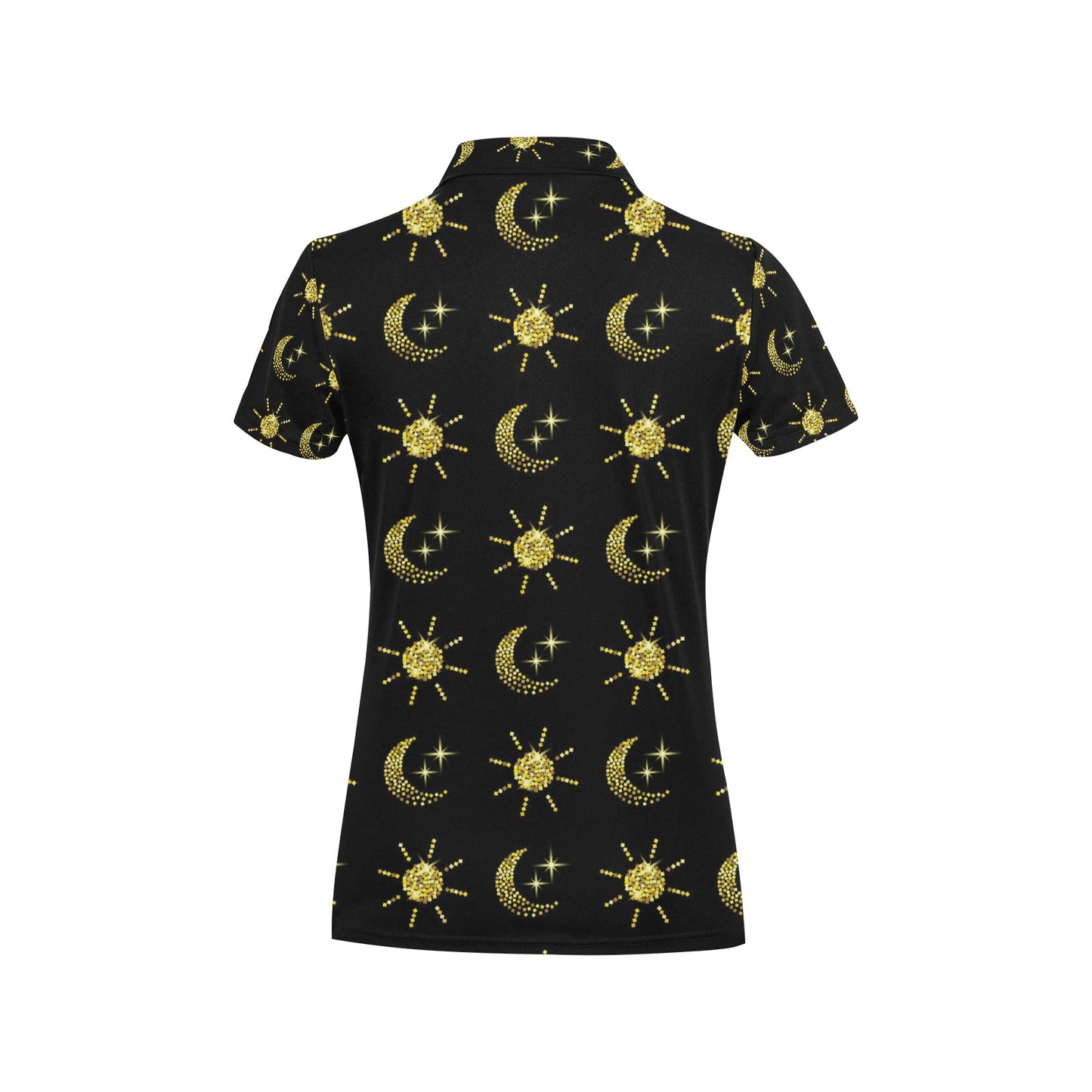 Sun Moon Print Design LKS304 Women's Polo Shirt
