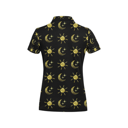 Sun Moon Print Design LKS304 Women's Polo Shirt