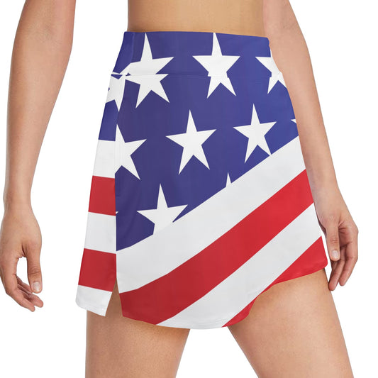 American flag Print 17" Golf & Pickleball Skort with Pockets