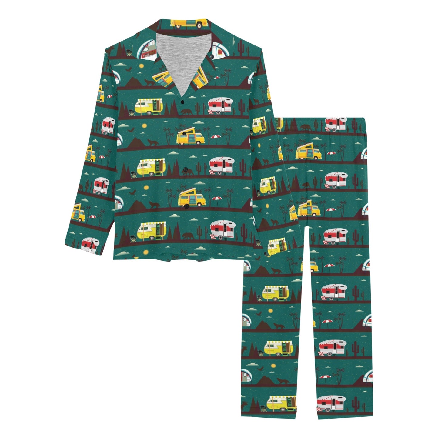 Camper Pattern Print Design 05 Women's Long Pajama Set