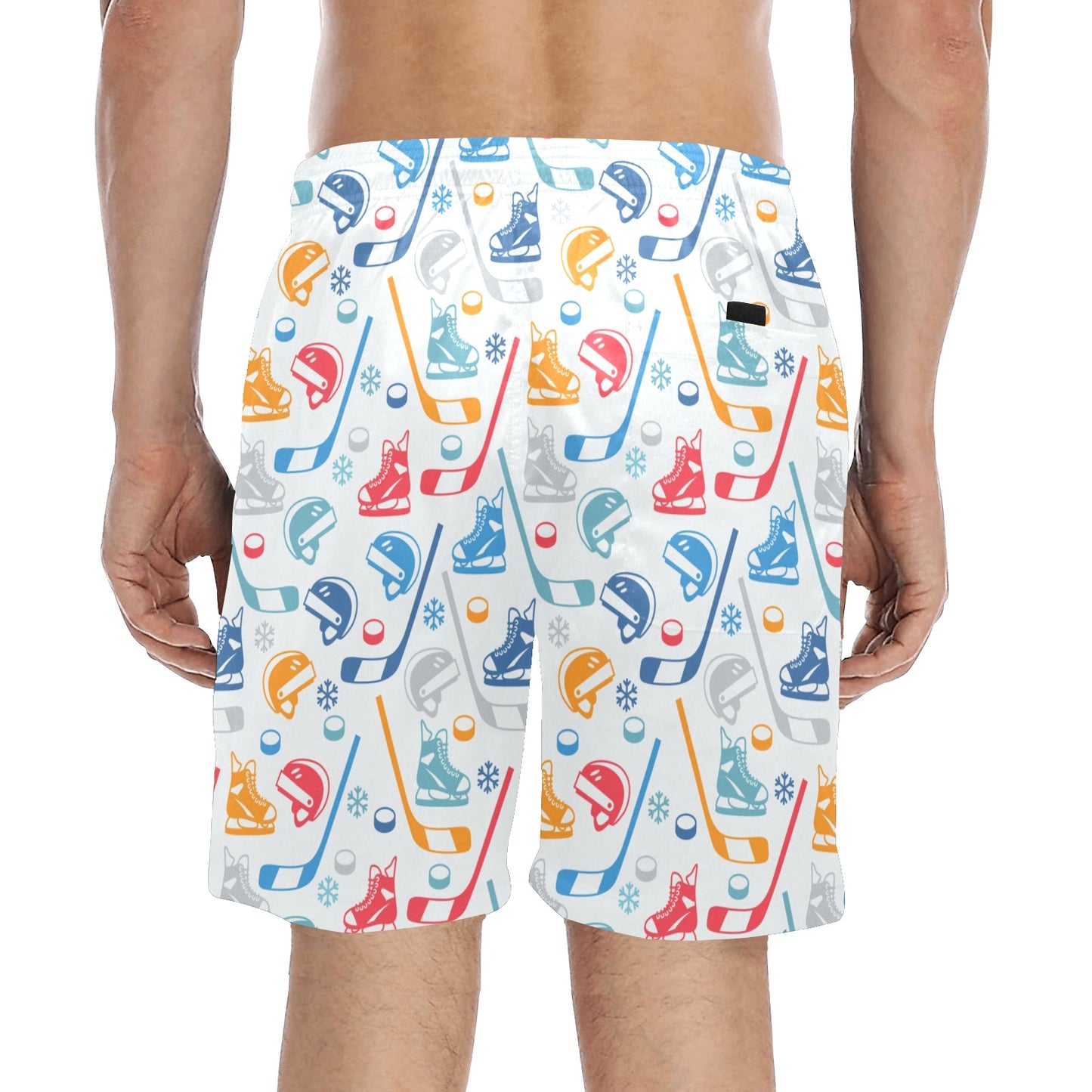 Hockey Equipment Print Design LKS301 Men's Swim Trunks Beach Shorts