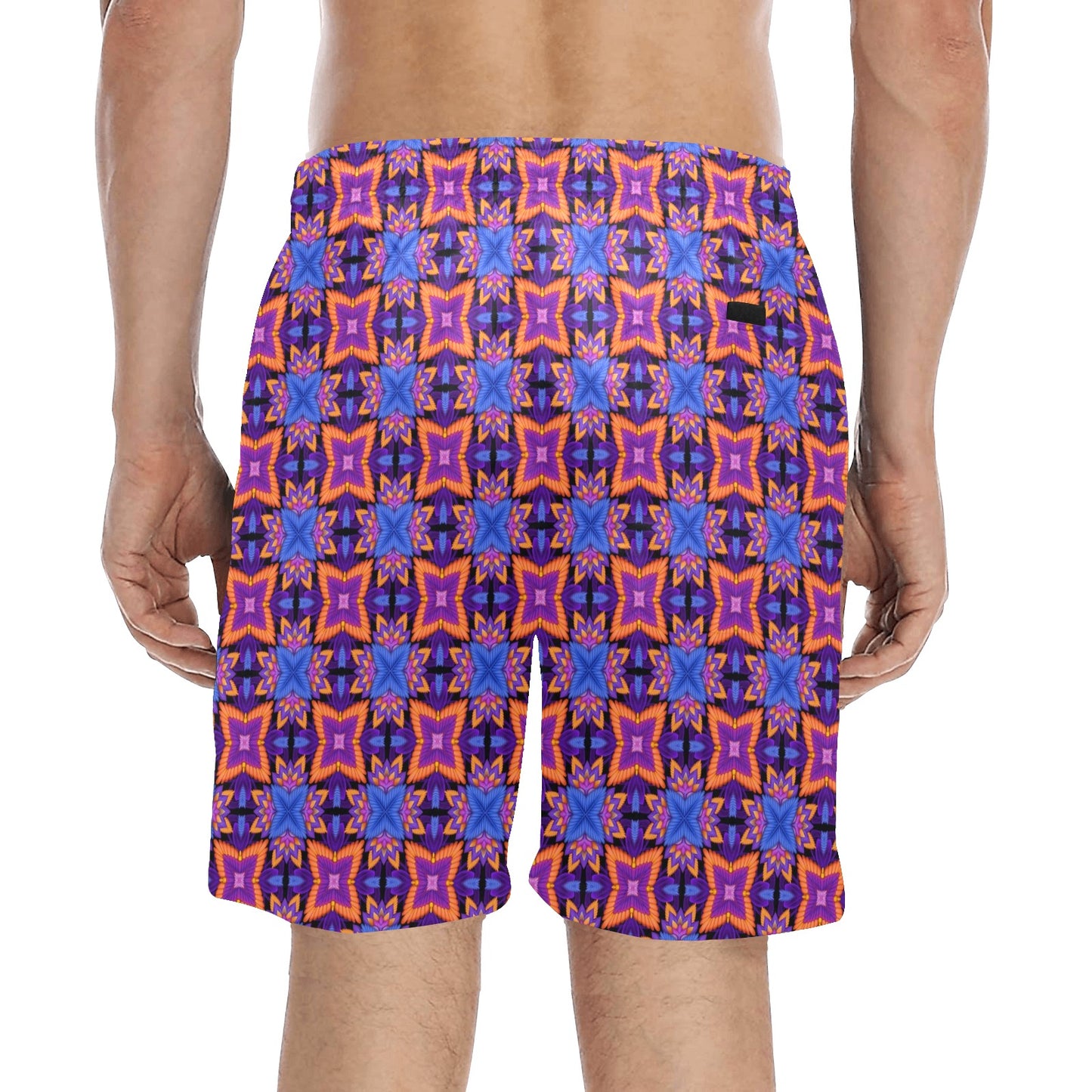 kaleidoscope Purple Orange Print Design Men's Swim Trunks Beach Shorts