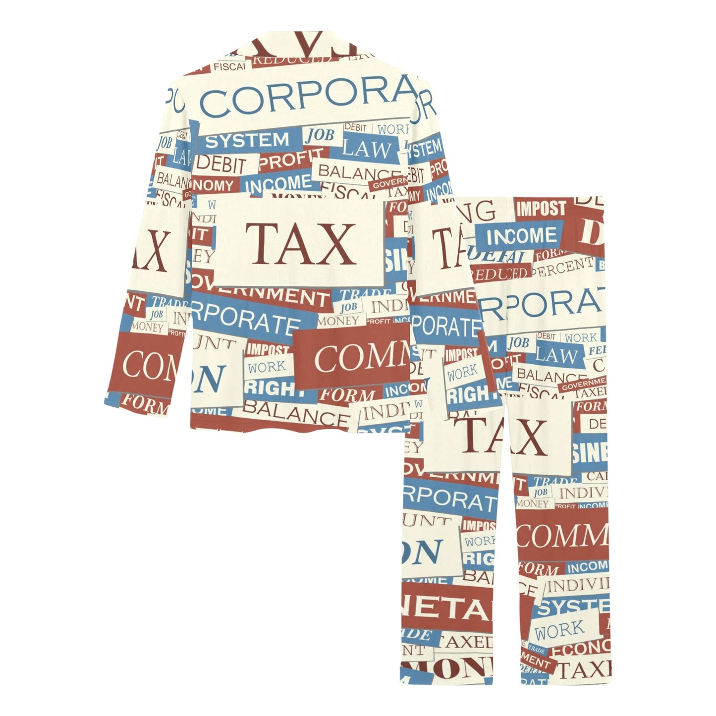 Accounting Financial Pattern Print Design 01 Women's Long Pajama Set