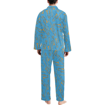 Trombone Pattern Print Design 01 Men's Long Pajama Set