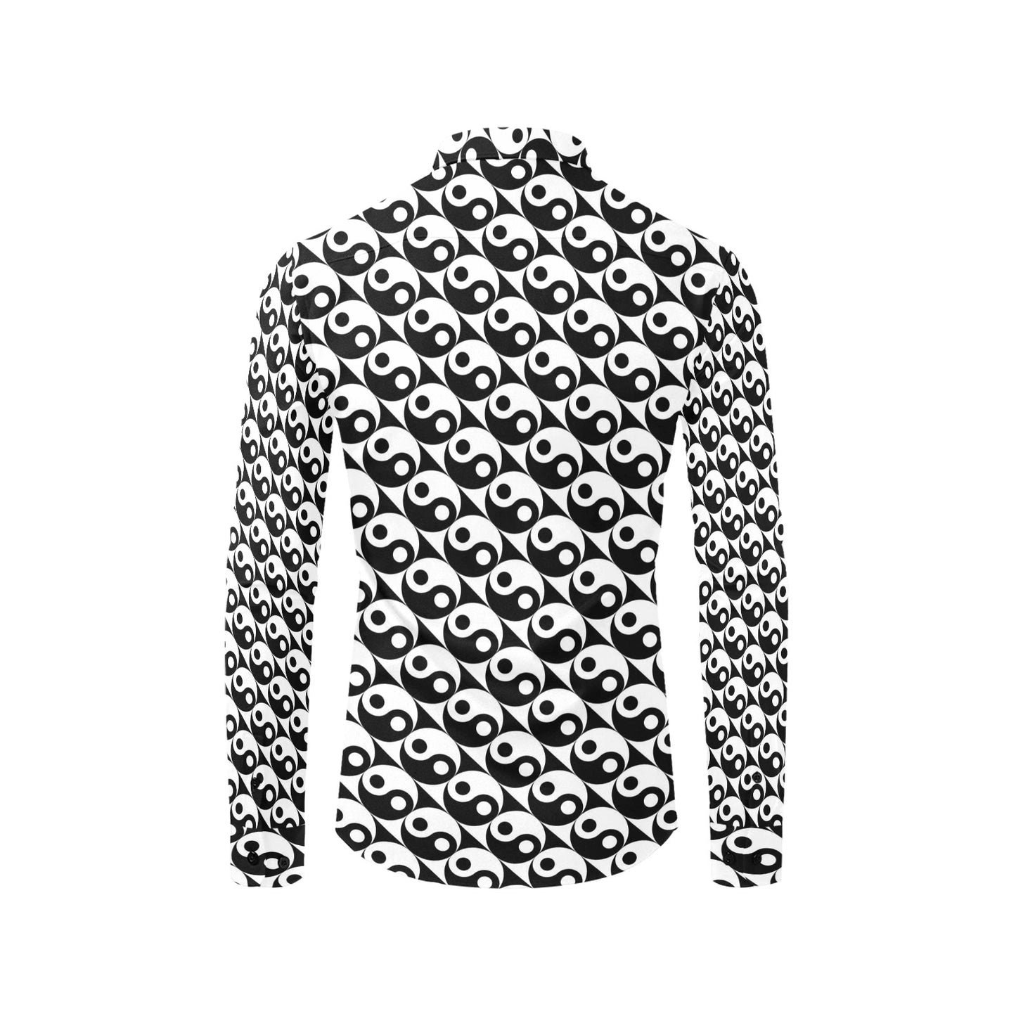 Yin Yang Print Design LKS304 Men's Long Sleeve Dress Shirt