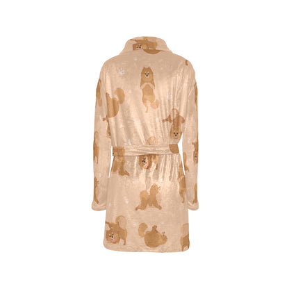 Pomeranians Pattern Print Design A06 Women's Fleece Robe