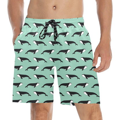 Whale Print Design LKS307 Men's Swim Trunks Beach Shorts