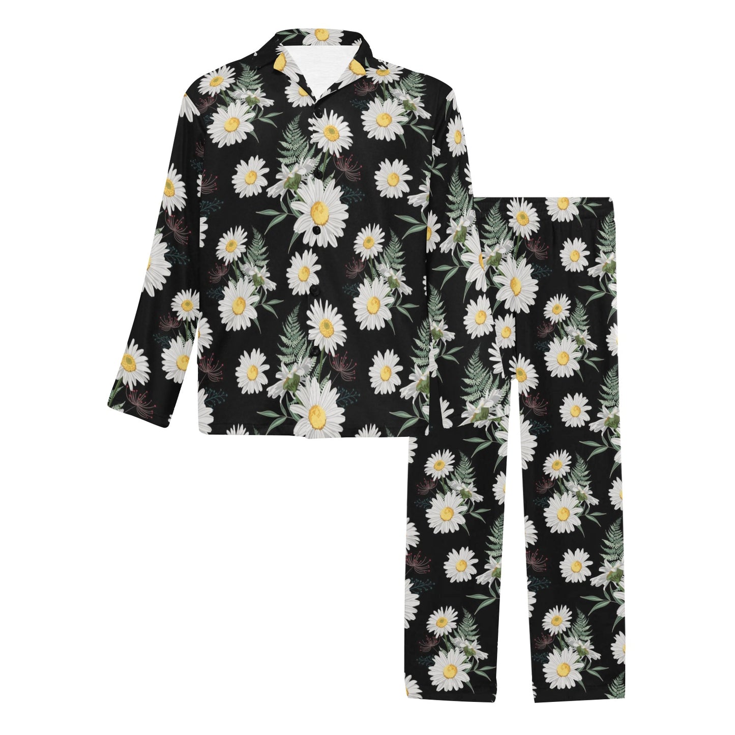 Daisy Pattern Print Design DS07 Men's Long Pajama Set