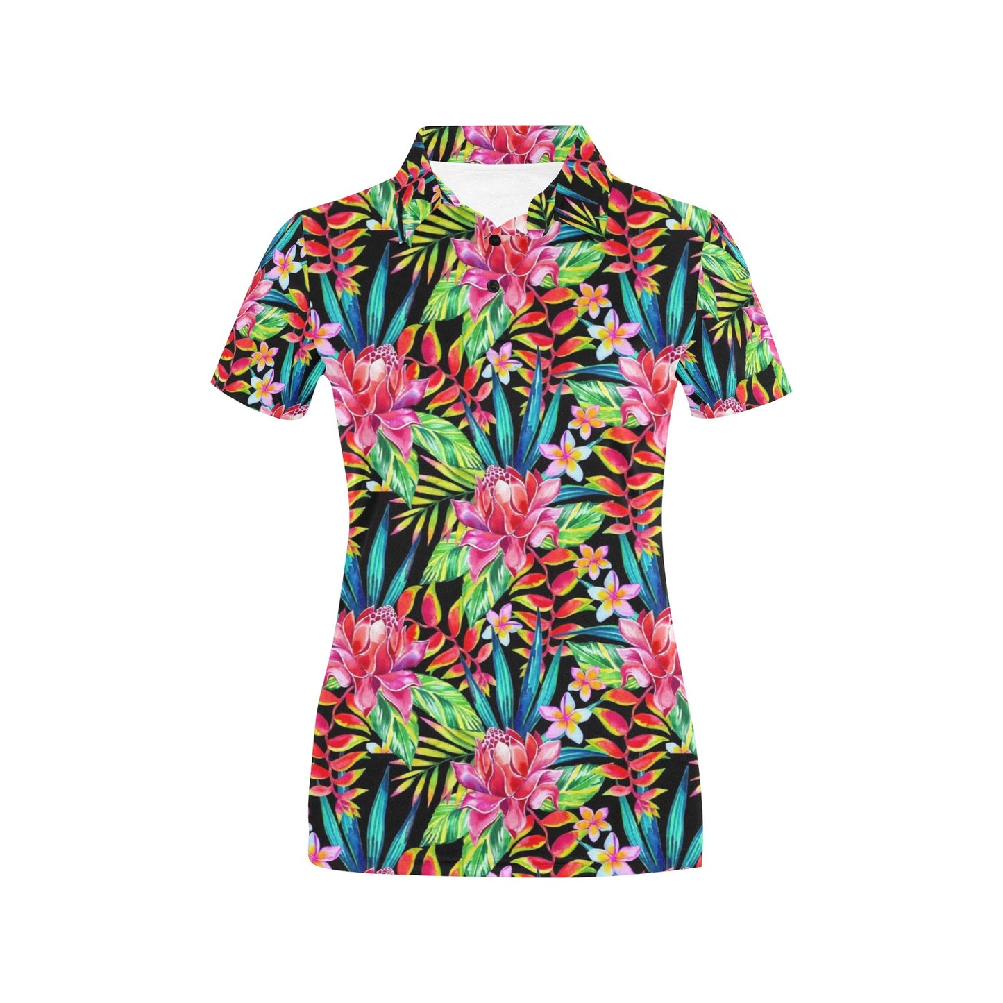Heliconia Pattern Print Design HL02 Women's Polo Shirt
