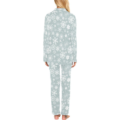 Snowflake Print Design LKS303 Women's Long Pajama Set