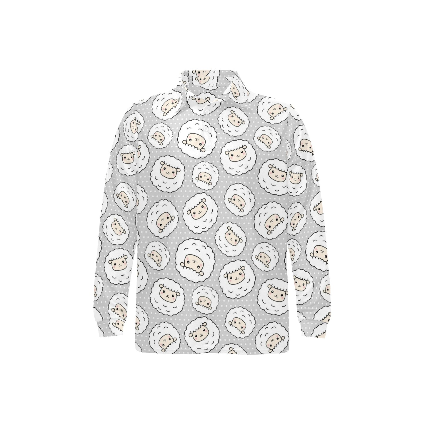 Sheep Print Design LKS401 Long Sleeve Polo Shirt For Men's