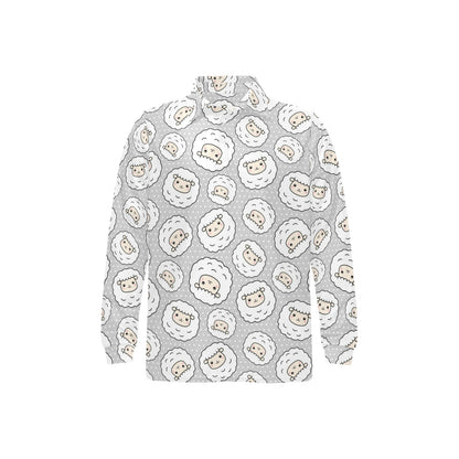 Sheep Print Design LKS401 Long Sleeve Polo Shirt For Men's