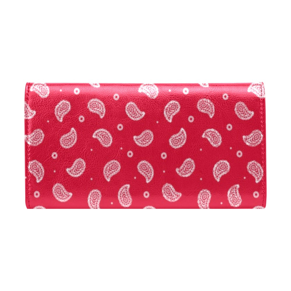 Bandana Red Paisley Print Design LKS305 Women's Trifold Wallet