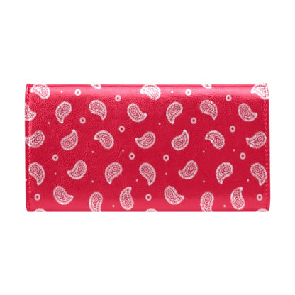 Bandana Red Paisley Print Design LKS305 Women's Trifold Wallet