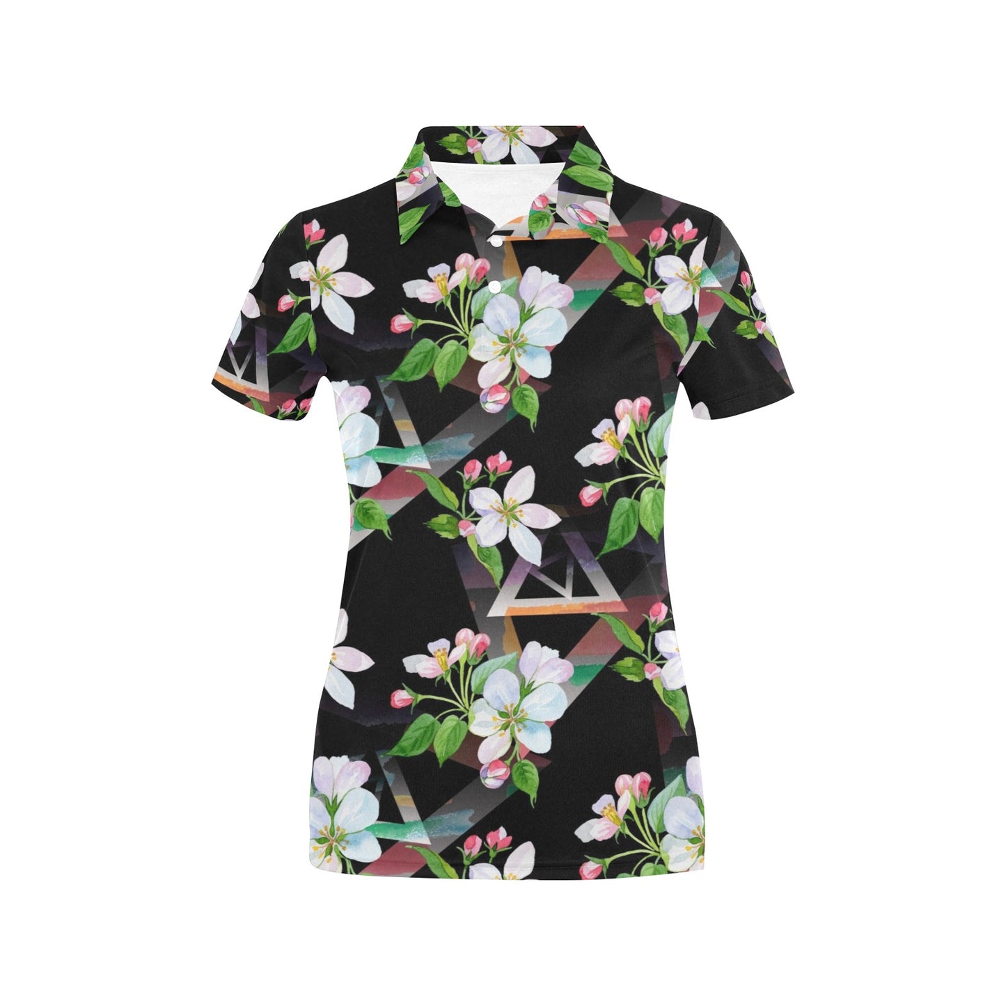 Apple blossom Pattern Print Design AB07 Women's Polo Shirt