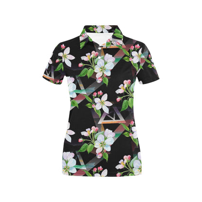 Apple blossom Pattern Print Design AB07 Women's Polo Shirt