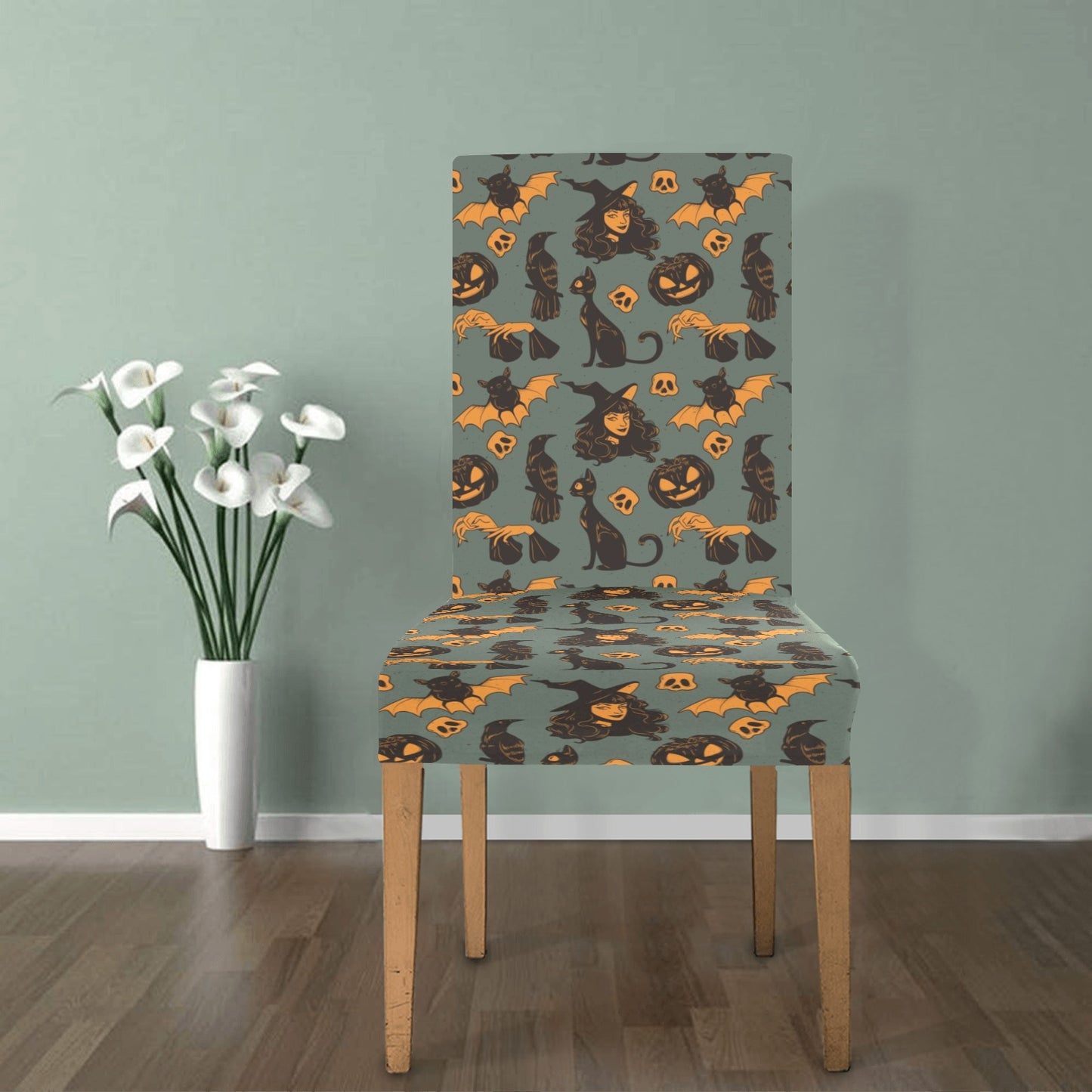 Witch Bat Halloween Print Design LKS305 Dining Chair Slipcover
