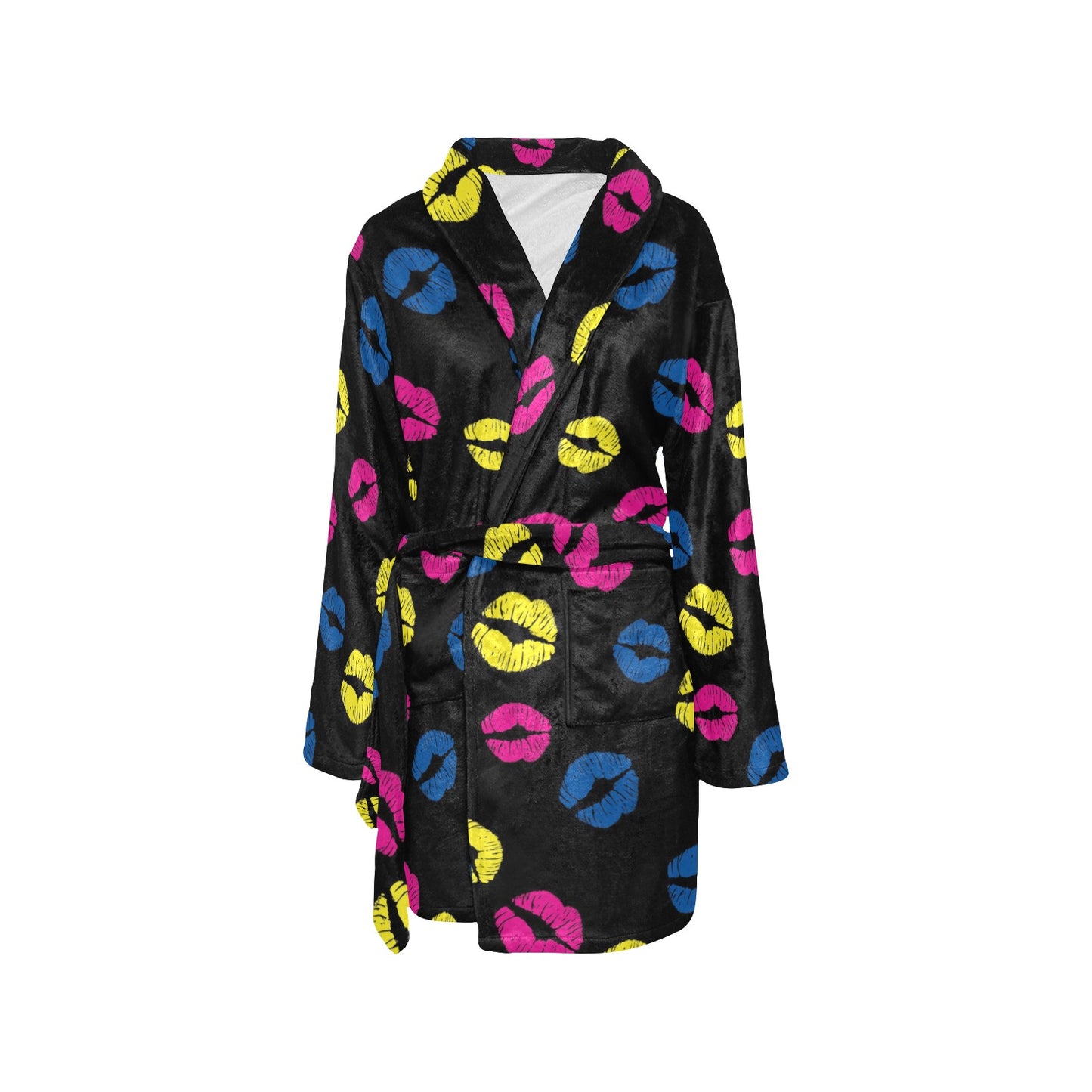 Lip Neon Color Pattern Print Design 01 Women's Fleece Robe