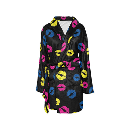 Lip Neon Color Pattern Print Design 01 Women's Fleece Robe