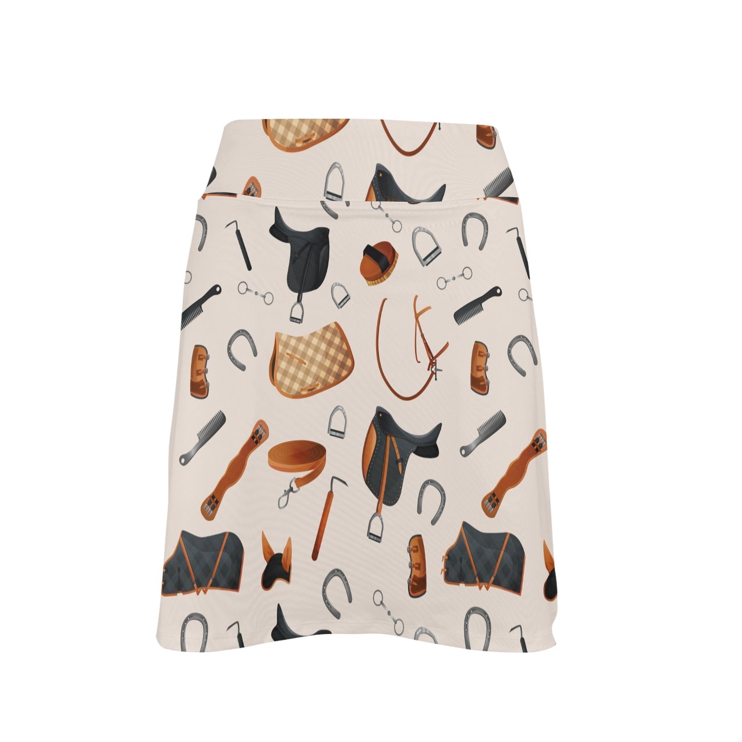 Equestrian Equipment Print Pattern 17" Golf & Pickleball Skort with Pockets