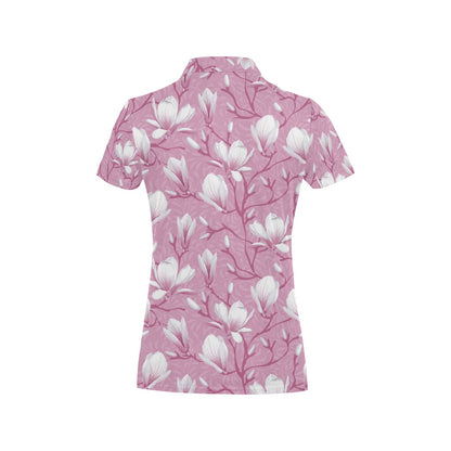 Magnolia Pattern Print Design MAG05 Women's Polo Shirt