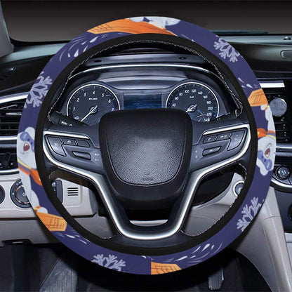 Snowboard Bear Print Design LKS305 Steering Wheel Cover with Elastic Edge