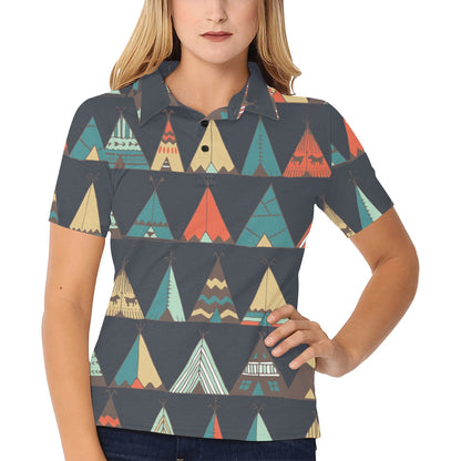 Tribal native american tent Aztec Women's Polo Shirt
