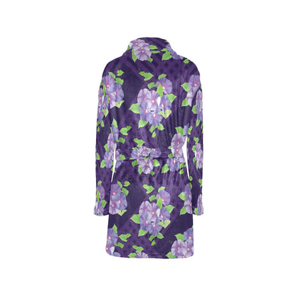 Morning Glory Pattern Print Design MG03 Women's Fleece Robe