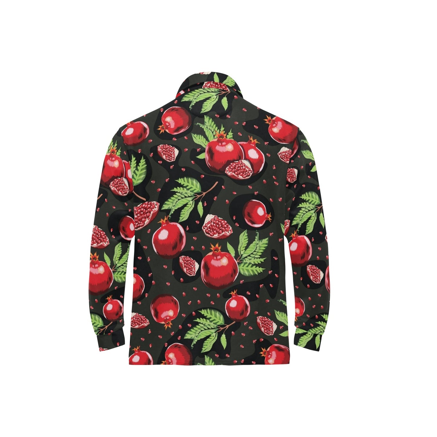 Pomegranate Pattern Print Design PG06 Long Sleeve Polo Shirt For Men's