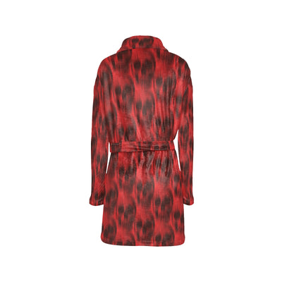 Skull Red Print Design LKS306 Women's Fleece Robe