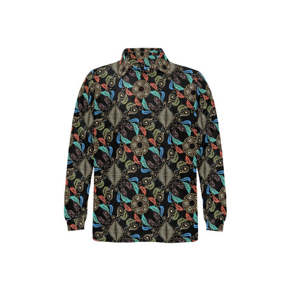 Ancient Greek Print Design LKS308 Long Sleeve Polo Shirt For Men's