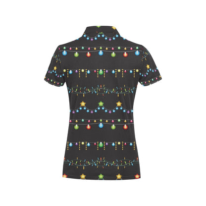 Christmas Light Pattern Print Design 01 Women's Polo Shirt