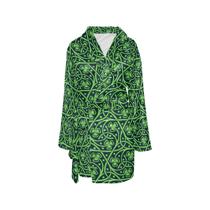 Shamrock Themed Print Women's Fleece Robe